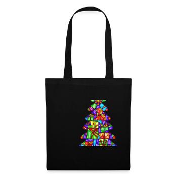 Weihnachten Weihnachtsbaum Aus Geschenken - Stoffbeutel - Schwarz - Vorne