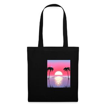 Vaporwave Sun Synthwave Sunset Palms - Tote Bag - black - Front
