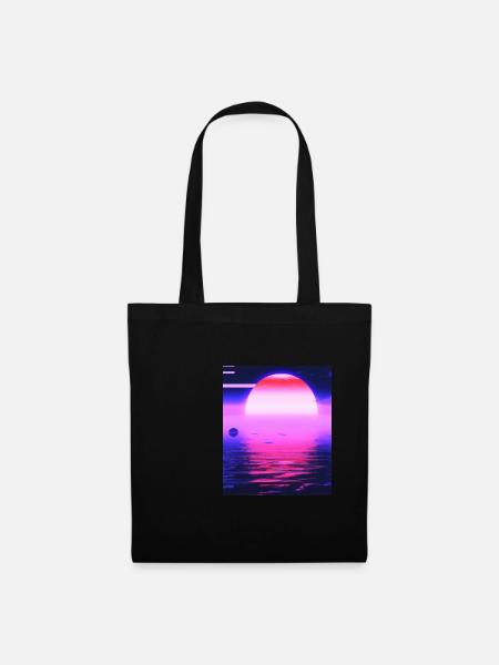 Vaporwave Sun Synthwave Sunset - Stoffbeutel - Schwarz