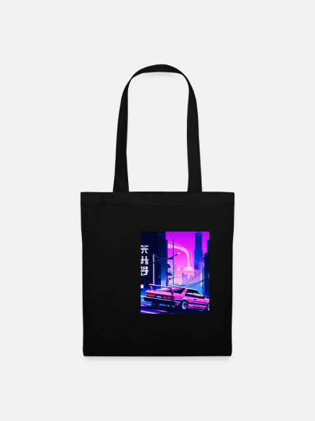 Vaporwave Aesthetic Synthwave Car - Stoffbeutel - Schwarz