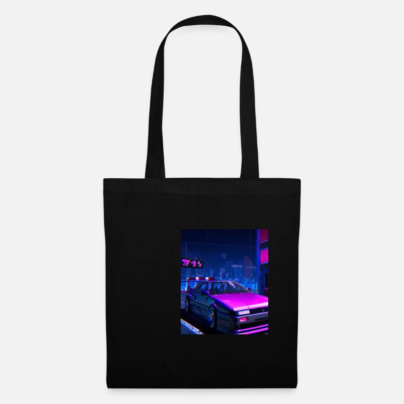 Vaporwave Aesthetic Synthwave Car - Stoffbeutel - Schwarz