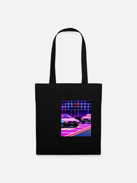 Vaporwave Aesthetic Synthwave Car - Stoffbeutel - Schwarz