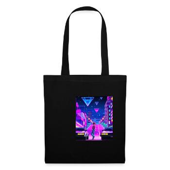 Vaporwave Esthétique Synthwave City Anime Girl - Sac en tissu - noir - Devant