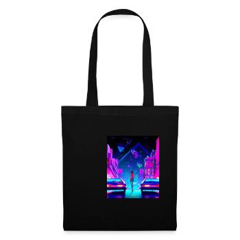 Vaporwave Esthétique Synthwave City Anime Girl - Sac en tissu - noir - Devant