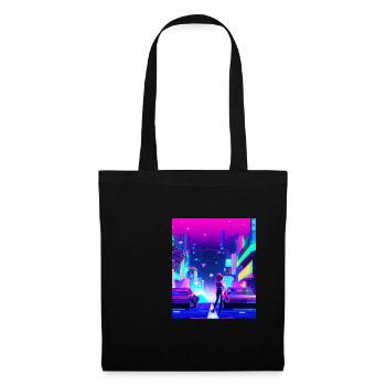 Vaporwave Esthétique Synthwave City Anime Girl - Sac en tissu - noir - Devant
