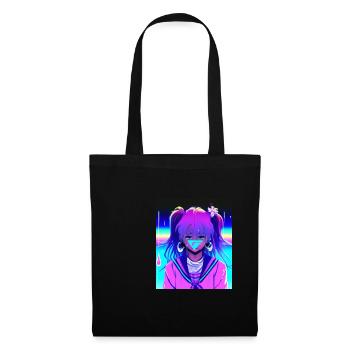 Pastel Esthétique Triste Anime Fille - Sac en tissu - noir - Devant