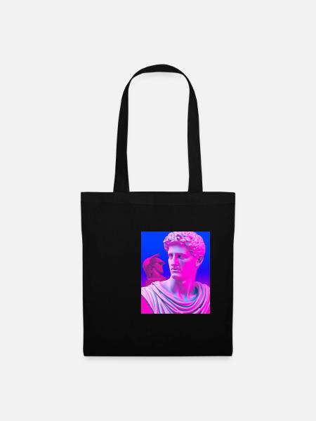 Vaporwave Statue Römische Büste - Stoffbeutel - Schwarz