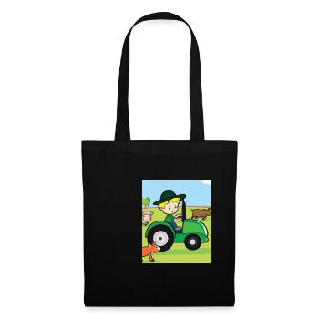Tracteur vert anniversaire animaux de la ferme - Sac en tissu - noir - Devant