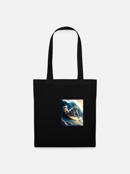Beach Vibe Otter Cool Surfing Otter - Stoffbeutel - Schwarz