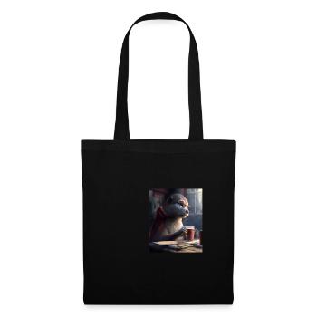 Otter Lovers Nerd Otter Drinking Coffee - Tote Bag - black - Front