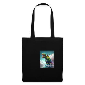 Drôle de dessin animé Loutres Loutre Chevauchant Dinosaure Vert - Sac en tissu - noir - Devant