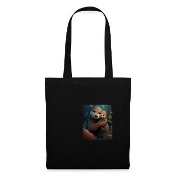 Cute Baby Otter Mother's Love Otter Baby - Stoffbeutel - Schwarz - Vorne