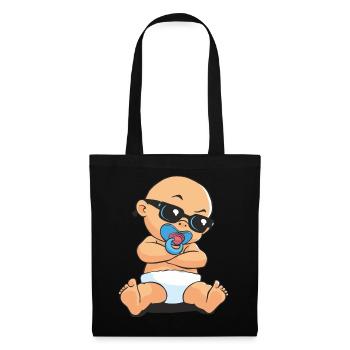 CD - Baby Gangsta mit Sonnenbrille und Schnuller - - Stoffbeutel - Schwarz - Vorne