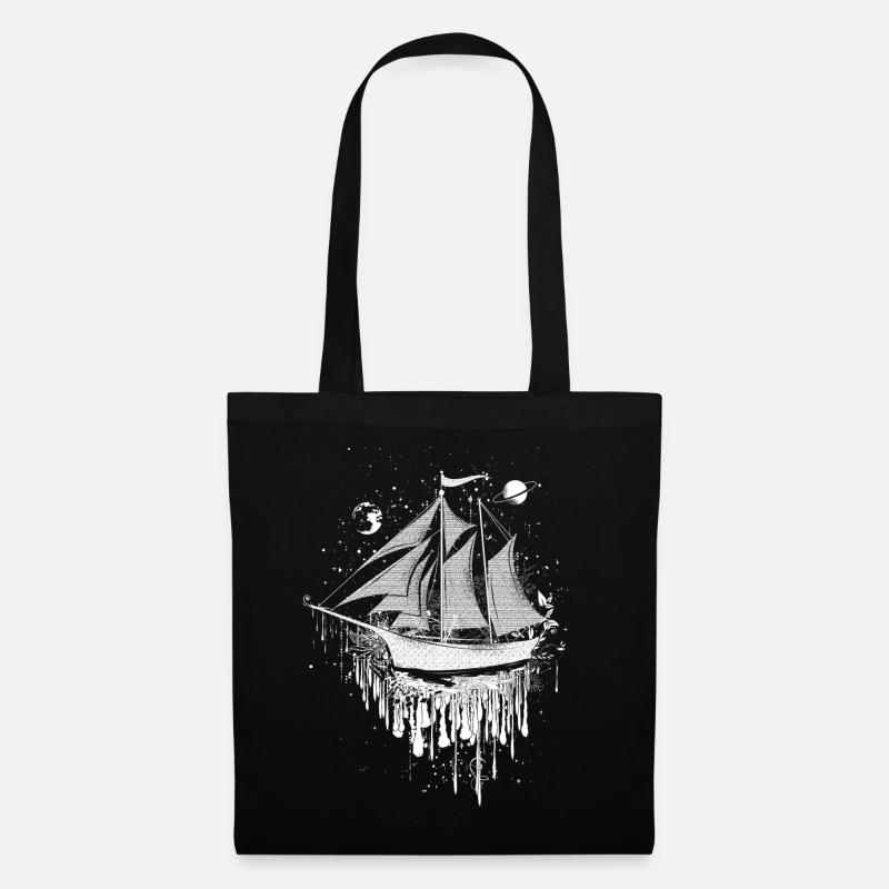 surrealistisches Segelschiff - Stoffbeutel - Schwarz