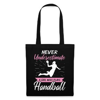 Handball Handballerin Frau Geschenk - Stoffbeutel - Schwarz - Vorne