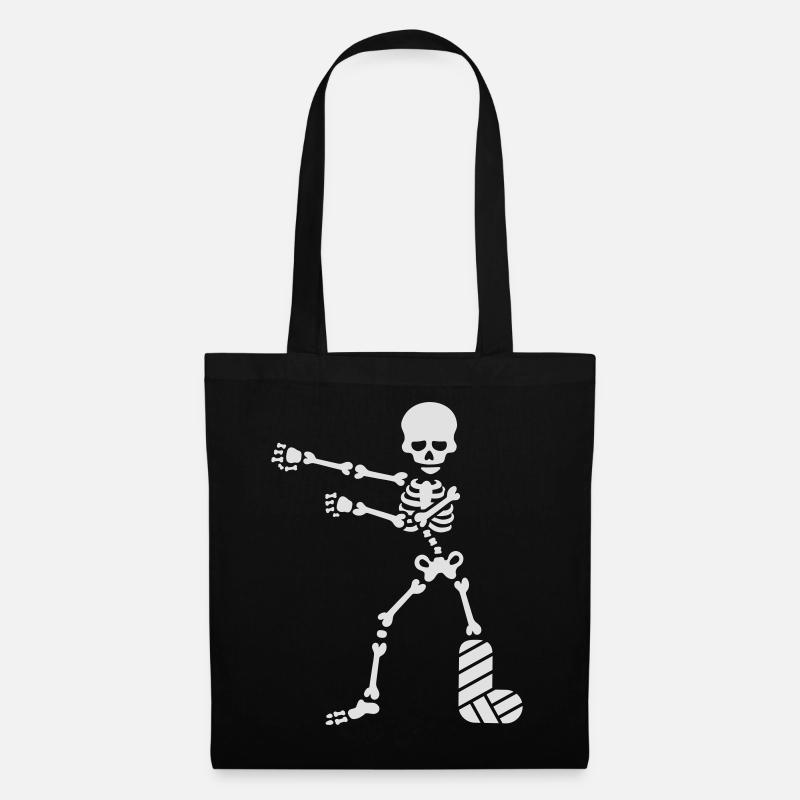 Broken leg plaster floss dance flossing skeleton - Tote Bag - black