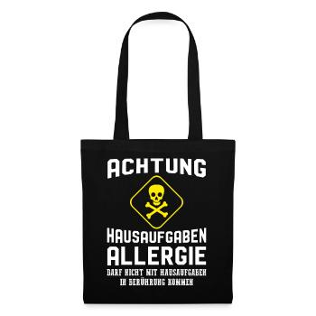 Achtung Hausaufgaben Allergie - Stoffbeutel - Schwarz - Vorne