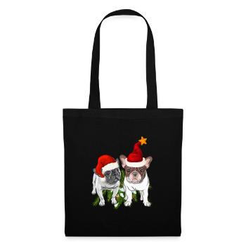 Französische Bulldogge Weihnachten - Stoffbeutel - Schwarz - Vorne