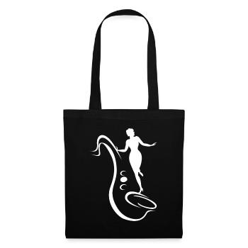 Saxophone et femme - Sac en tissu - noir - Devant