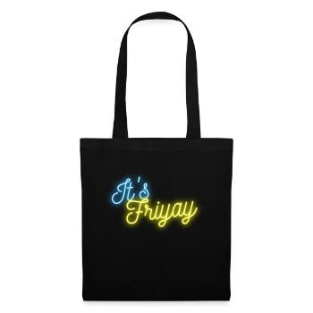 It's Friyay néon police turquoise jaune - Weekendvibes - Sac en tissu - noir - Devant