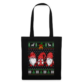 Festlicher Zwergenhund Weihnachtsdesign - Stoffbeutel - Schwarz - Vorne