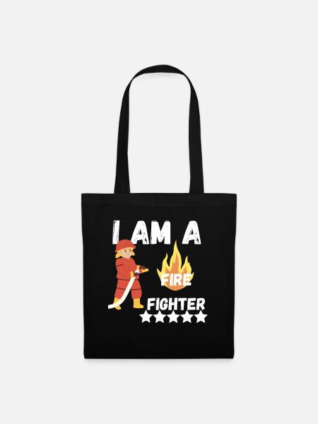 Ich bin ein Feuerwehrmann Feuerwehrfrau Feuerwehr - Stoffbeutel - Schwarz