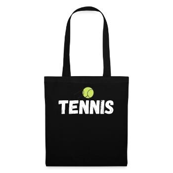 tennis / Tennis / Tennis spieler / Tennis Spielen - Stoffbeutel - Schwarz - Vorne