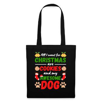 Noël avec votre chien Manger des biscuits - Sac en tissu - noir - Devant