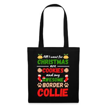 Biscuits De Noël Border Collie - Sac en tissu - noir - Devant