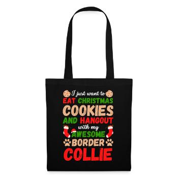 Biscuits De Noël Border Collie - Sac en tissu - noir - Devant