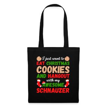 Weihnachten Schnauzer Kekse - Stoffbeutel - Schwarz - Vorne