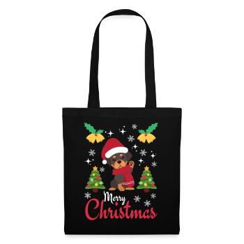 Weihnachten Süßer Rottweiler Liebhaber Kawaii - Stoffbeutel - Schwarz - Vorne