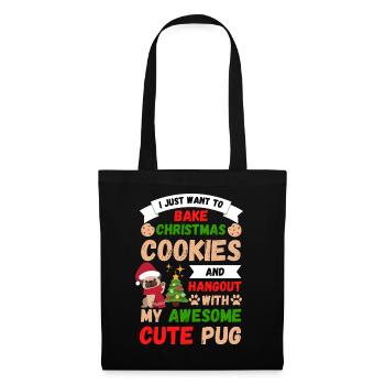 Weihnachten Süßer Mops Liebhaber Kawaii - Stoffbeutel - Schwarz - Vorne