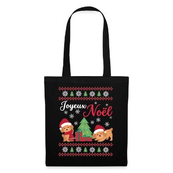 Joyeux Noël Caniche doux Kawaii - Sac en tissu - noir - Devant