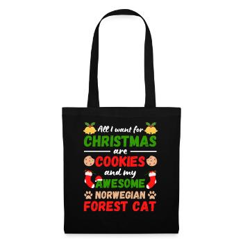 Biscuits pour chats de la forêt de Noël - Sac en tissu - noir - Devant