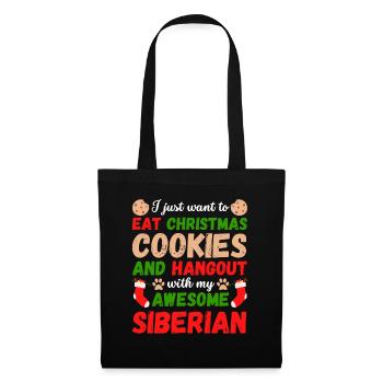 Biscuits de chat sibérien de Noël - Sac en tissu - noir - Devant