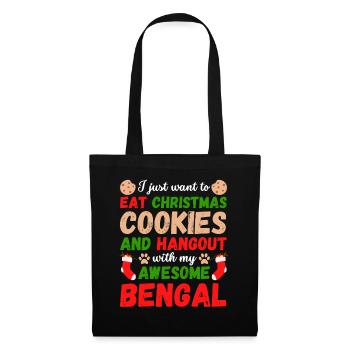 Biscuits de chat bengale de Noël - Sac en tissu - noir - Devant