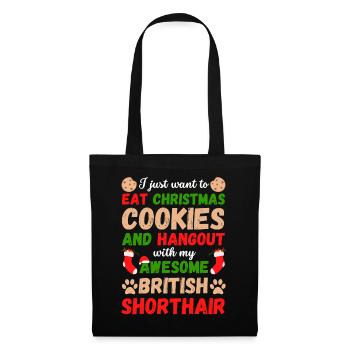 Weihnachten Britisch Kurzhaarkatze Kekse - Stoffbeutel - Schwarz - Vorne