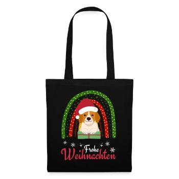 Weihnachten Süßer Beagle Kawaii - Stoffbeutel - Schwarz - Vorne