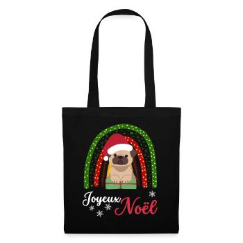 Weihnachten Süßer Mops Liebhaber Kawaii - Stoffbeutel - Schwarz - Vorne