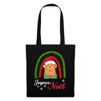 Joyeux Noël Caniche doux Kawaii - Sac en tissu - noir - Devant