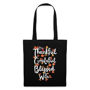 Thankful Wife Mama Herbst Blätter Dankbarkeit - Stoffbeutel - Schwarz - Vorne