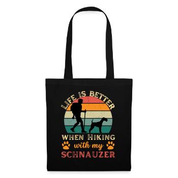 Randonnée avec Schnauzer Dog Vintage Retro - Sac en tissu - noir - Devant