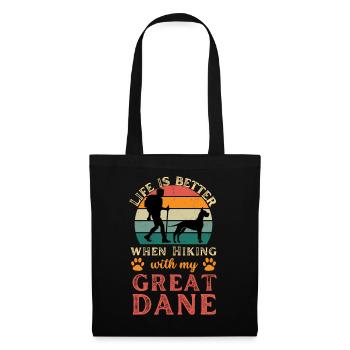 Randonnée avec Great Dane Vintage Retro - Sac en tissu - noir - Devant