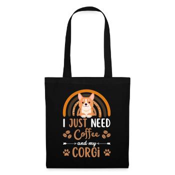Sweet Welsh Corgi Coffee Dog Cafe kawaii - Sac en tissu - noir - Devant