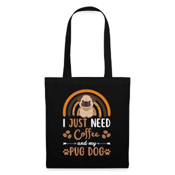 Mignon carlin café chien café kawaii - Sac en tissu - noir - Devant