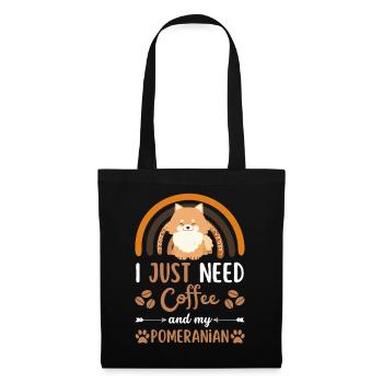 Sweet Dwarf Spitz Dog Coffee Cafe kawaii - Sac en tissu - noir - Devant