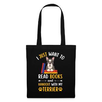 Cute Boston Terrier Book Books kawaii - Tote Bag - black - Front