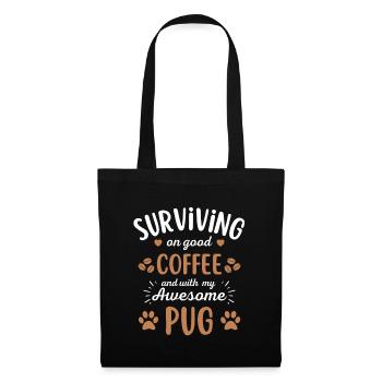 Mops Kaffee Hund Cafe - Stoffbeutel - Schwarz - Vorne
