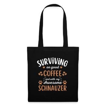 Schnauzer Kaffee Hund Cafe - Stoffbeutel - Schwarz - Vorne